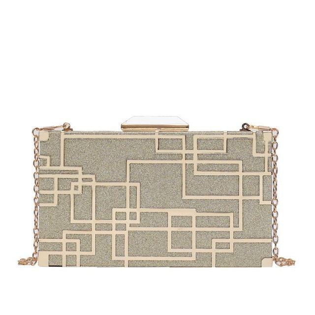 GOLD BOX GEOMETRIC BLUTCH BAG