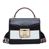 CHIC WHITE DETAILED BLACK LEATHER HANDBAG