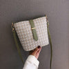 GREEN LEATHER DETAILED STRAW BAG