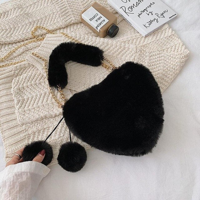 HEART SHAPED FLUFFY BAG