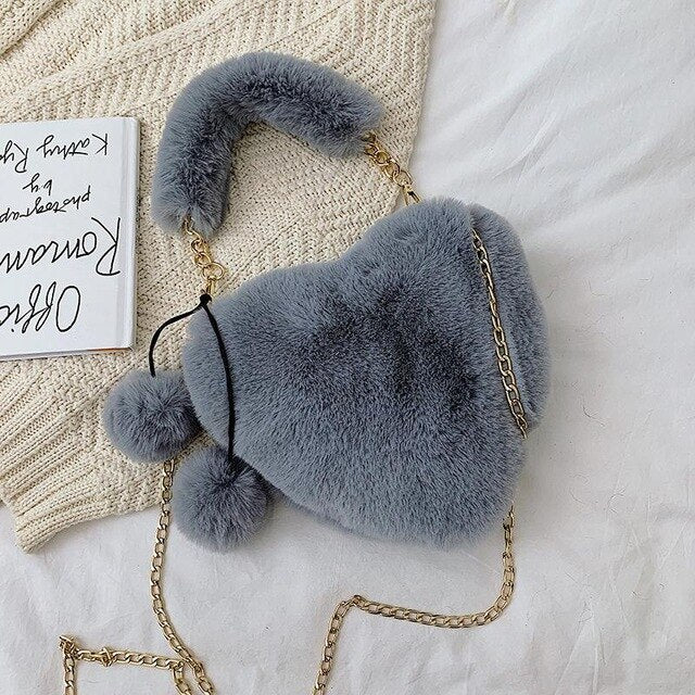 HEART SHAPED FLUFFY BAG