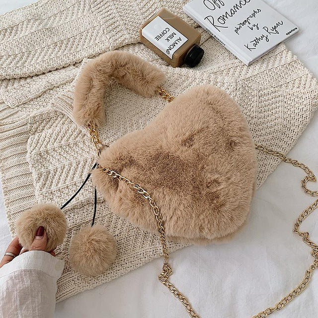 HEART SHAPED FLUFFY BAG