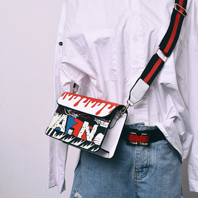 PRINTED GRAFITI CROSSBODY BAG