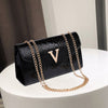 V LETTER DETAILED BLACK BAG