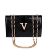 V LETTER DETAILED BLACK BAG