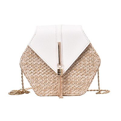 LIGHT BLUE LEATHER DETAILED HEXAGON STRAP BAG