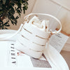 WHITE DRAWSTRING BUCKET BAG