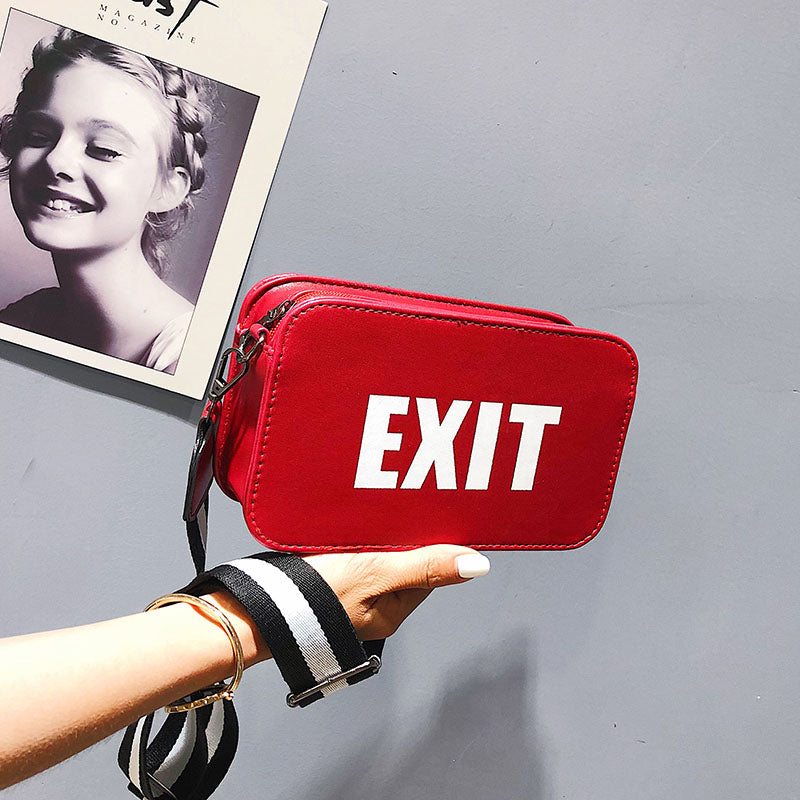 "EXIT" PRINTED SHOULDER BAG