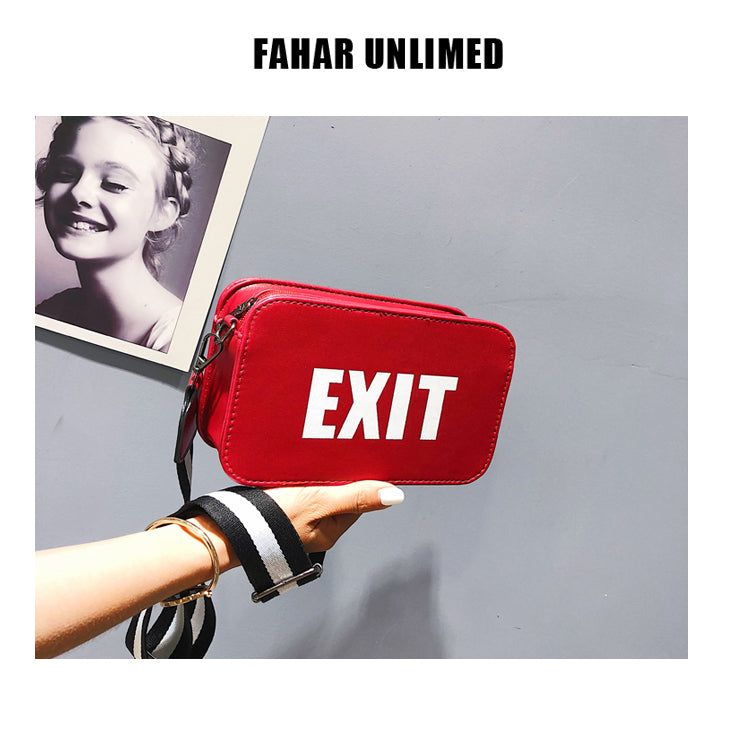 "EXIT" PRINTED SHOULDER BAG