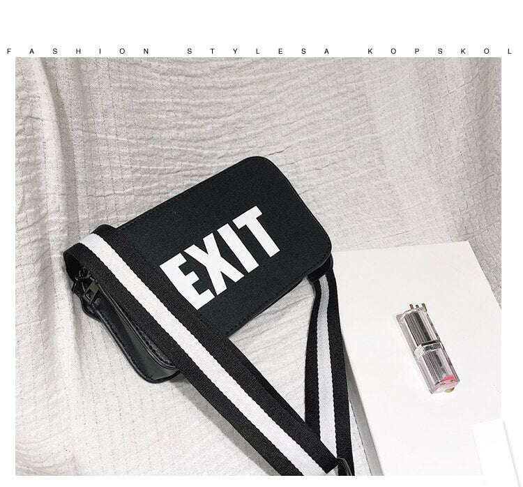 "EXIT" PRINTED SHOULDER BAG