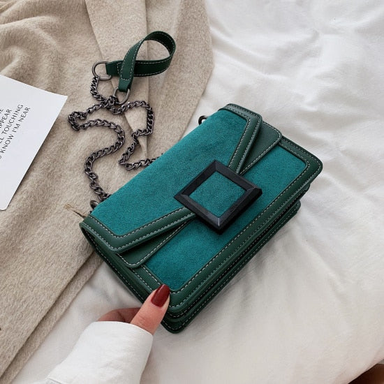 SCRUB LEATHER GREEN BAG