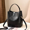 RETRO BLACK LEATHER SHOULDER BAG
