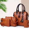 4PCS BLACK LEATHER HANDLE DETAILED BAG SET