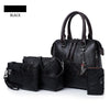 4PCS BLACK LEATHER HANDLE DETAILED BAG SET
