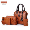 4PCS BLACK LEATHER HANDLE DETAILED BAG SET