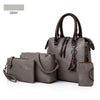 4PCS BLACK LEATHER HANDLE DETAILED BAG SET
