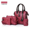 4PCS BLACK LEATHER HANDLE DETAILED BAG SET