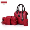 4PCS BLACK LEATHER HANDLE DETAILED BAG SET