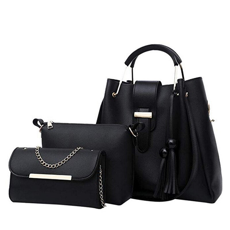 3PCS TASSEL DETAILED BAG SET