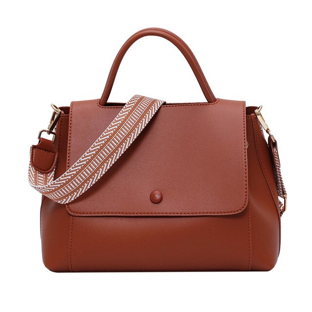 SIMPLE BROWN LARGE CAPACITY HANDBAG