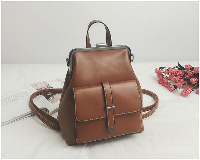 BRWON PU LEATHER BACKPACK