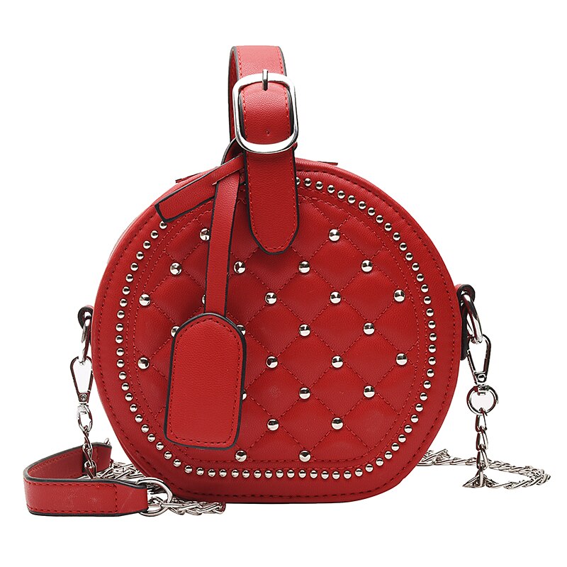 RED BUTTON DETAILED CHAIN HANDLE BAG