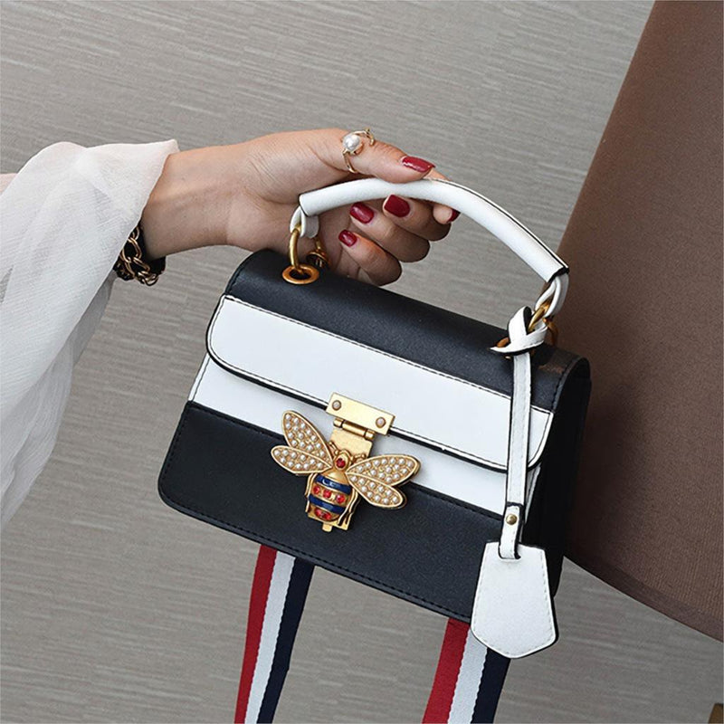 BUTTERFLY DETAILED TWO COLOR CROSSBODY BAG