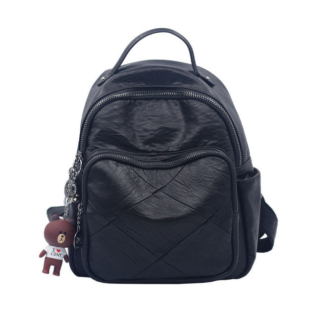 SIMPLE PATCHWORK LEATHER BACKPACK