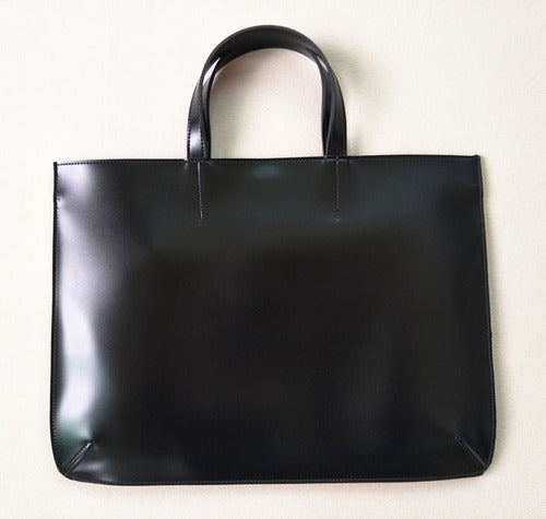 BLACK LEATHER MINIMALIST 13.3INCH BRIEFCASE
