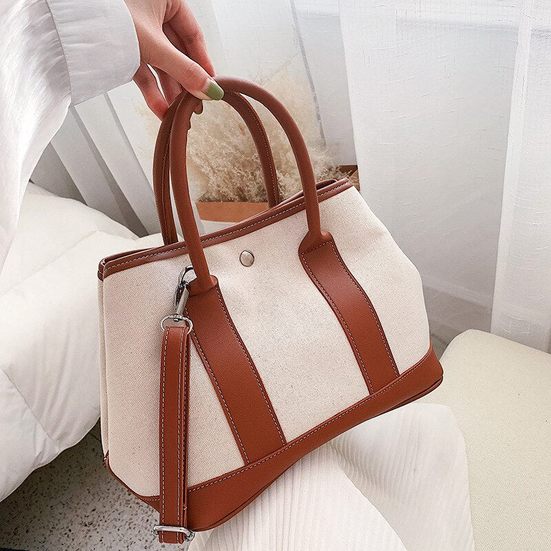 BEIGE AND BROWN HANDBAG
