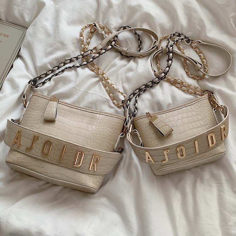BEIGE "AJOIDR" SHOULDER BAG