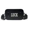 "LUCK" PRINTED WHITE SHOULDER BAG