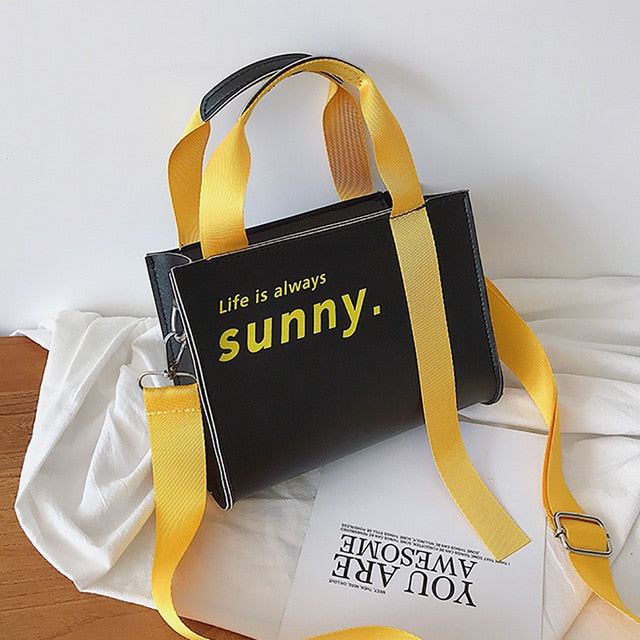 "LIFE IS ALWAYS SUNNY" PRINTED BAG