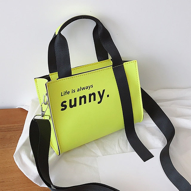 "LIFE IS ALWAYS SUNNY" PRINTED BAG