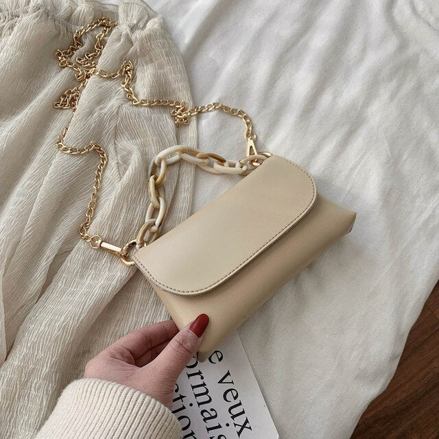 WHITE SIMPLE MINI MESSENGER BAG