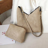 CREAM AND GREEN PU LEATHER BAG