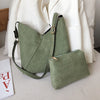 CREAM AND GREEN PU LEATHER BAG