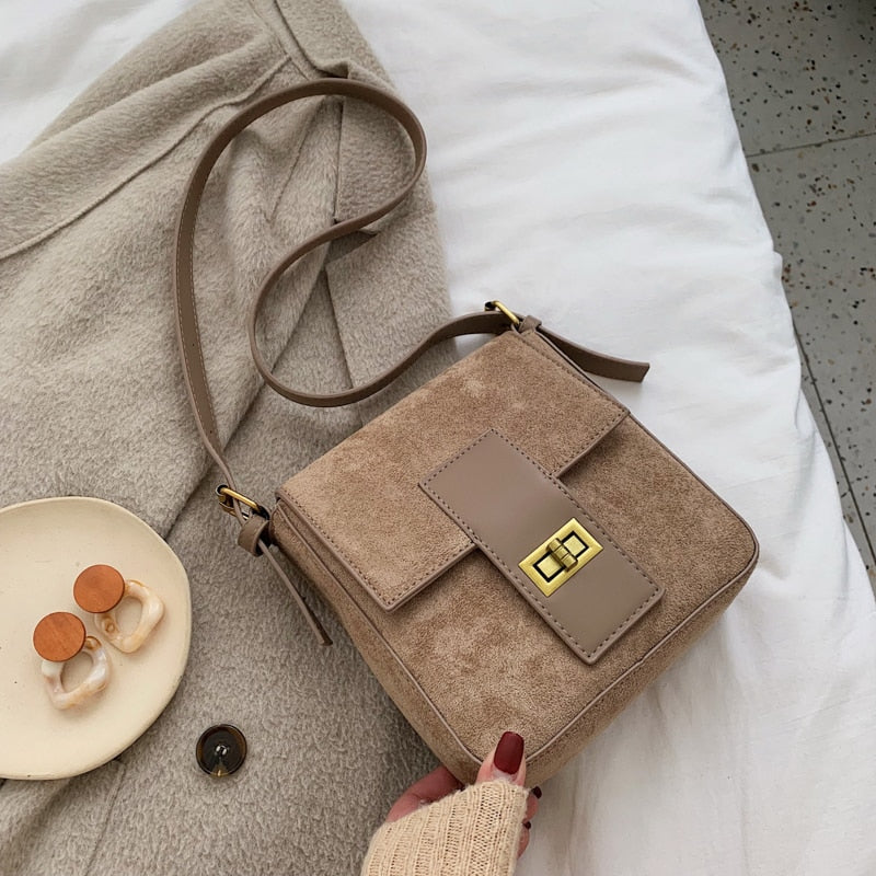 SCRUB LEATHER BEIGE CROSSBODY BAG