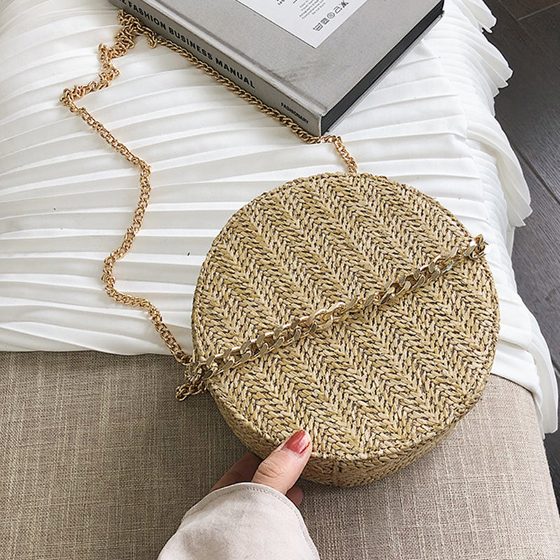 WOVEN ROUND SHOULDER BAG