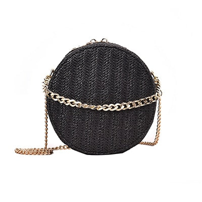WOVEN ROUND SHOULDER BAG