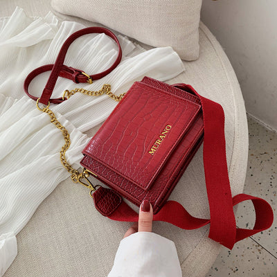 BURGUNDY STONE PATTERNED BAG