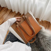SOLID COLOR PU LEATHER BIG CAPACITY BAG