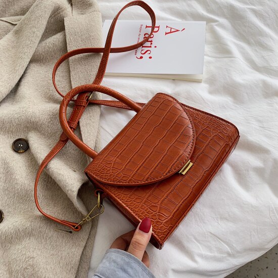 ORANGE CORCODILE PATTERNED BAG