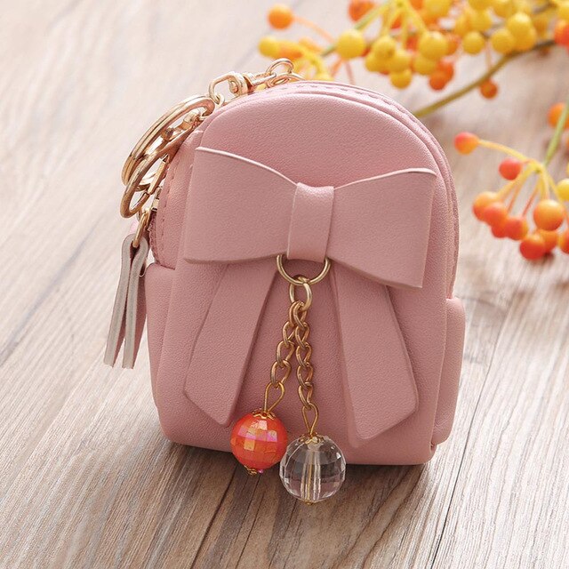 POWDER PINK BACKPACK SHAPED COIN WALLET
