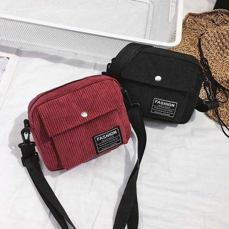 TWO COLOR VELVET SHOULDER BAG