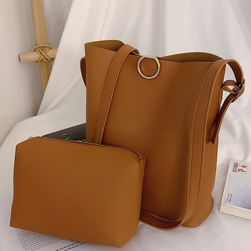 2PCS SOLID BROWN BAG SET