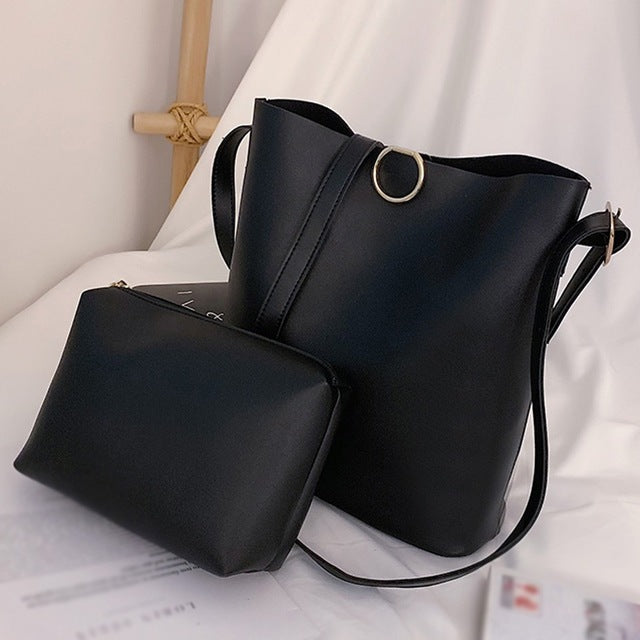 2PCS SOLID BROWN BAG SET