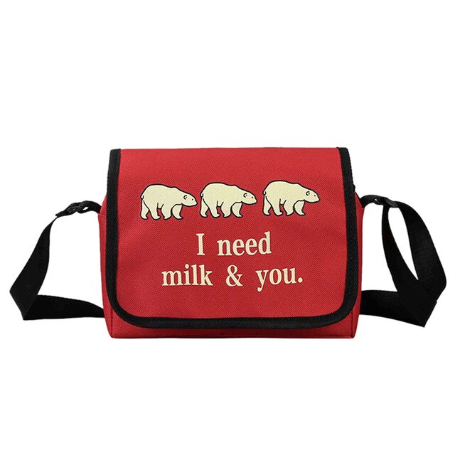 "I NEED MILK & YOU" PRINTED SHOULDER BAG