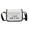 "I NEED MILK & YOU" PRINTED SHOULDER BAG