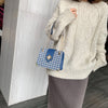 BLUE AND WHITE PLAID HANDBAG